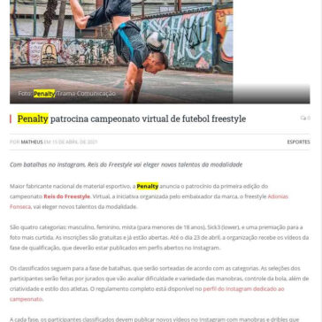 Penalty patrocina campeonato virtual de futebol freestyle – Templo dos Esportes