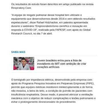 Tecnologia brasileira reduz em 80% o uso de `pulmão artificial` – Época Negócios (On-line)
