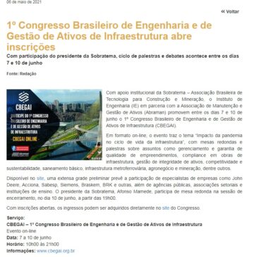 1º Congresso Brasileiro de Engenharia abre inscrições – Grandes Construções
