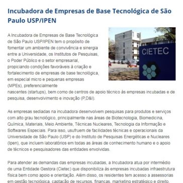 Incubadora de Empresas de Base Tecnológica de São Paulo USP/IPEN – IPEN