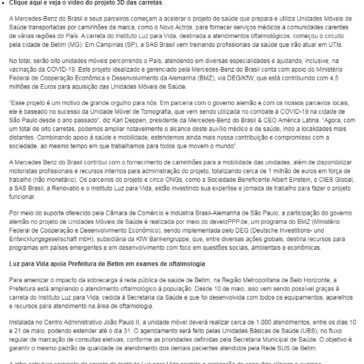 Mercedes-Benz e parceiros colocam em circulação as primeiras Unidades Móveis de Saúde para atendimento à população de São Paulo e Minas Gerais – Mercedes-benz