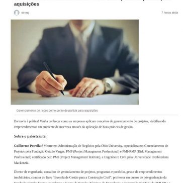 Master Class: Gerenciamento de riscos como ponto de partida para aquisições – Strong FGV