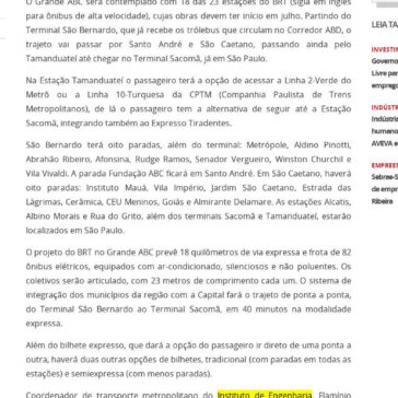 Grande ABC terá 18 das 23 estações previstas no BRT – Investe São Paulo