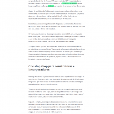 Comprado pela Softplan, construtor de vendas passa a interagir o Sienge Plataforma – Imobi Report