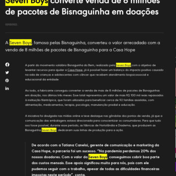 Seven Boys converte venda de 8 milhões de pacotes de Bisnaguinha em doações – Adnews