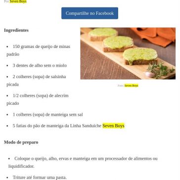 Receita de Pão de alho com queijo e ervas – Comida e Receitas – Notícias – SEVEN BOYS – SAO PAULO – SP