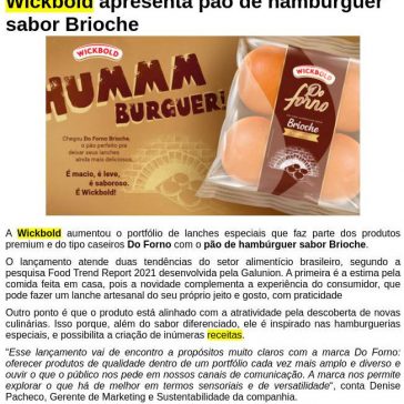 Wickbold apresenta pão de hambúrguer sabor Brioche – Em Cartaz