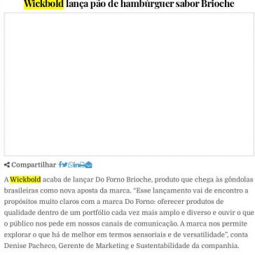 Wickbold lança pão de hambúrguer sabor Brioche – E-compare