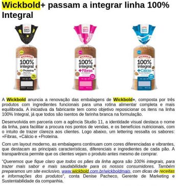Wickbold+ passam a integrar linha 100% Integral – Em Cartaz