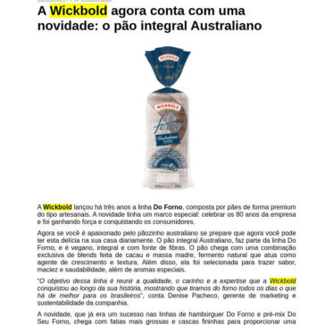 A Wickbold agora conta com uma novidade: o pão integral Australiano – Em Cartaz