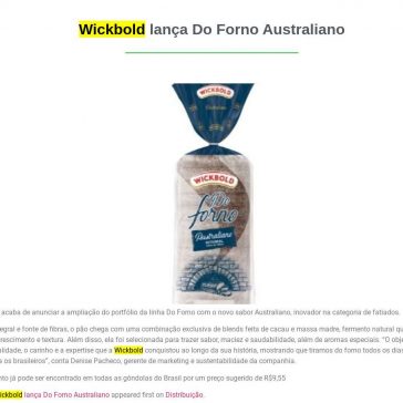Wickbold lança Do Forno Australiano – Adapa