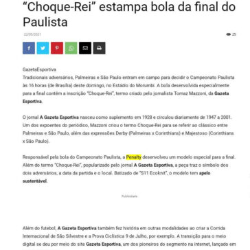 Bola da Penalty do final do Paulistão estará estampada com o termo “Choque-Rei” – SPNet
