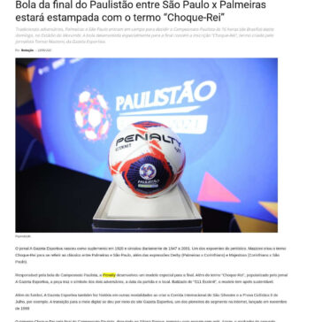 Bola da Penalty do final do Paulistão estará estampada com o termo “Choque-Rei” – Z1 Portal Notícias