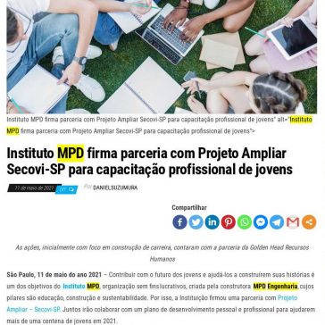 Instituto MPD firma parceria com Projeto Ampliar Secovi-SP para capacitação profissional de jovens – Jornal Dia Dia