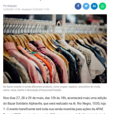 Bazar Solidário Alphaville acontece em benefício a APAE Barueri – Folha de Alphaville