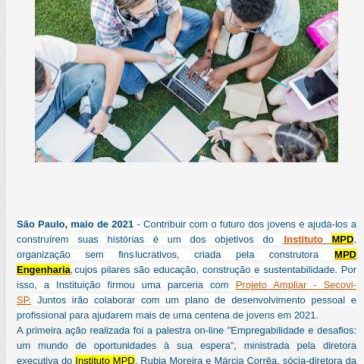 Instituto MPD firma parceria com Projeto Ampliar Secovi-SP para capacitação profissional de jovens – Blog do Patrício Nunes