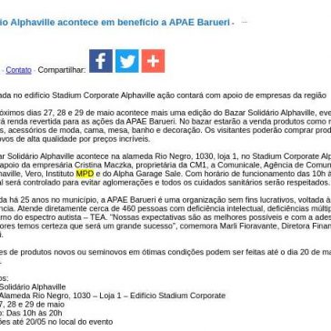 Bazar Solidário Alphaville acontece em benefício a APAE Barueri – JorNow