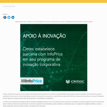 Cietec estabelece parceria com InfoPrice em seu programa de Inovação Aberta Corporativa – Anprotec