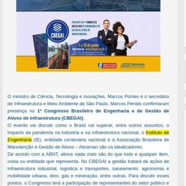 Ministro Marcos Pontes participa do 1º Congresso Brasileiro de Engenharia e de Gestão de Ativos de Infraestrutura – Blog do Patrício Nunes