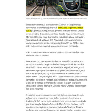 Entidades questionam governo de MT sobre troca do VLT por BRT e citam novas desapropriações e caos no trânsito – G1 Brasil