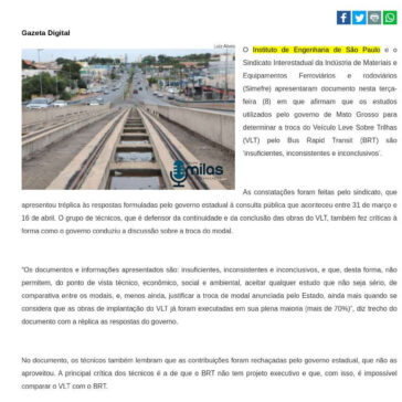 Instituto vê estudo do BRT `inconsistente` – Tangara Online