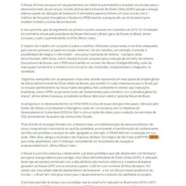 Nissan e IPEN assinam novo acordo para desenvolvimento do uso de bioetanol para veículos movidos a Célula de Combustível – Notícias Agrícolas