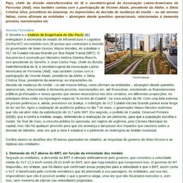 Defensores do VLT Cuiabá-Várzea Grande apontam 35 inconsistências na mudança para BRT – Pregopontocom Tudo