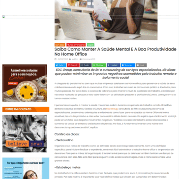Saiba como manter a saúde mental e a boa produtividade no home office – Belive News