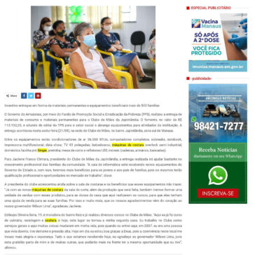 Clube de Mães da Japiinlândia recebe mais de R$ 113 mil em fomento do Governo do Amazonas – Amazonas Noticias