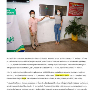 Clube de Mães da Japiinlândia recebe mais de R$ 113 mil em fomento do Governo do Amazonas – Blog Incomum