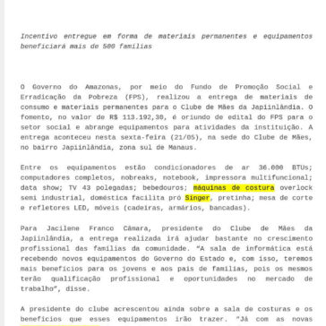 Clube de Mães da Japiinlândia recebe mais de R$ 113 mil em fomento do Governo do Amazonas – [Blog da Solange Pereira] – Moldes Costura