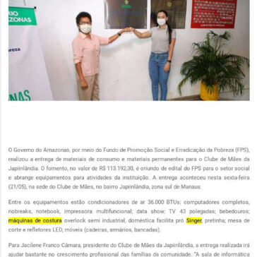 Clube de Mães da Japiinlândia recebe mais de R$ 113 mil em fomento do Governo do Amazonas – Uno Midias