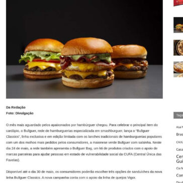Bullguer traz novidades no cardápio e kit solidário no Mês do Hambúrguer – Dicas da Capital