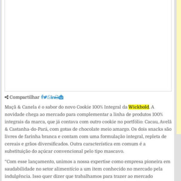 Wickbold lança cookies 100% integrais de maçã e canela – E-compare