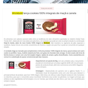 Wickbold lança cookies 100% integrais de maçã e canela – Moda e Imagem