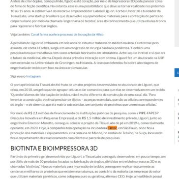 Startup brasileira pretende viabilizar impressão em 3D de órgãos humanos – Panorama Farmacêutico