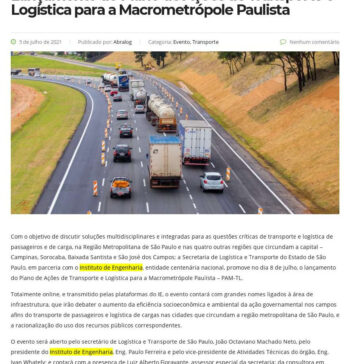 Lançamento do Plano de Ações de Transporte e Logística para a Macrometrópole Paulista – Abralog/SP