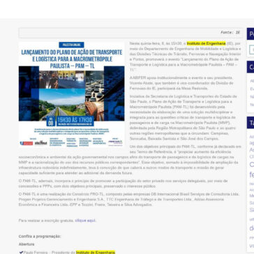 IE promove o lançamento do PAM – TL – ABIFER