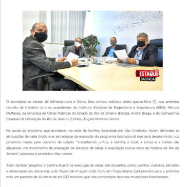 Secretário Max Lemos recebe presidentes de entidades vinculadas e almeja alavancar o setor da construção civil no Rio – Destaque baixada