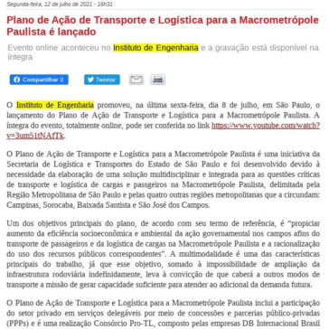 Plano de Ação de Transporte e Logística para a Macrometrópole Paulista é lançado – Tecnologística