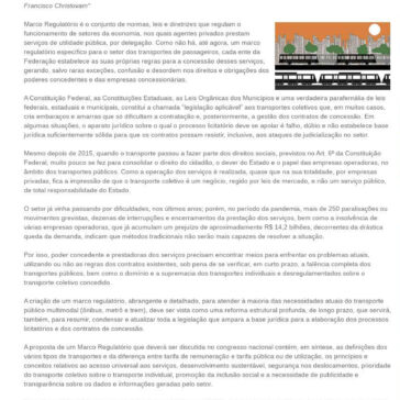 Artigo – Marco Regulatório dos Transportes – SEESP