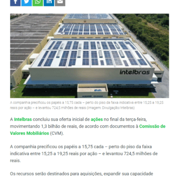 IPO da Intelbras movimenta R$ 1,3 bilhão – Money Times