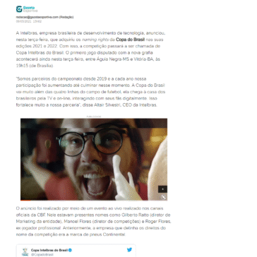 Intelbras compra naming rights da Copa do Brasil 2021 e 2022 – UOL