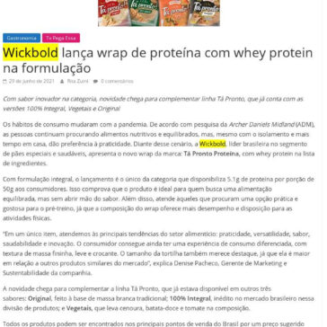 Wickbold lança wrap de proteína com whey protein na formulação – Pega Essa Novidade