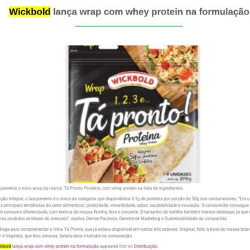 Wickbold lança wrap com whey protein na formulação – Adapa