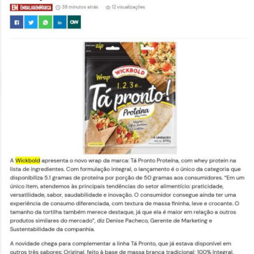 Wickbold lança wrap de proteína com whey protein na formulação – News Quimiweb