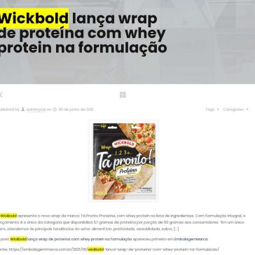 Wickbold lança wrap de proteína com whey protein na formulação – YCAR
