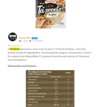 Wickbold lança wrap com whey protein – BHB Food