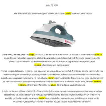 Singer do Brasil expande categoria de home essential com lançamento de ferros de passar roupa – Leoa Ruiva