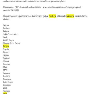 Tamanho do Mercado Costura e Bordado Máquina 2021 Relatório de Pesquisa por Metodologia, Visão Geral do Mercado, Classificação, Tipos, Aplicação e Previsão para 2024 – Moldes Costura